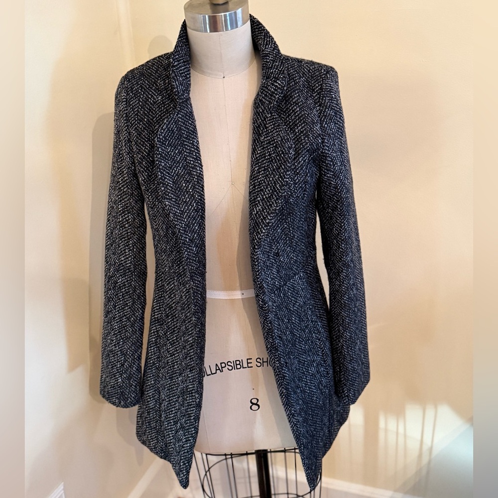 SHEIN Open Front Herringbone Coat
